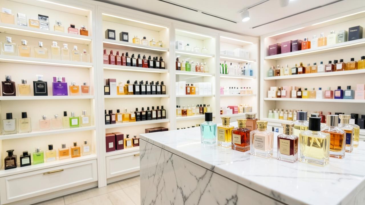 Affordable fragrance store in California featuring a selection of perfumes and colognes.