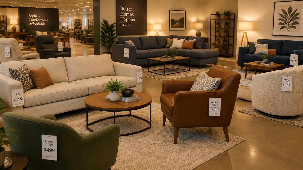 Furniture for sale in California compared by size, style, and price.