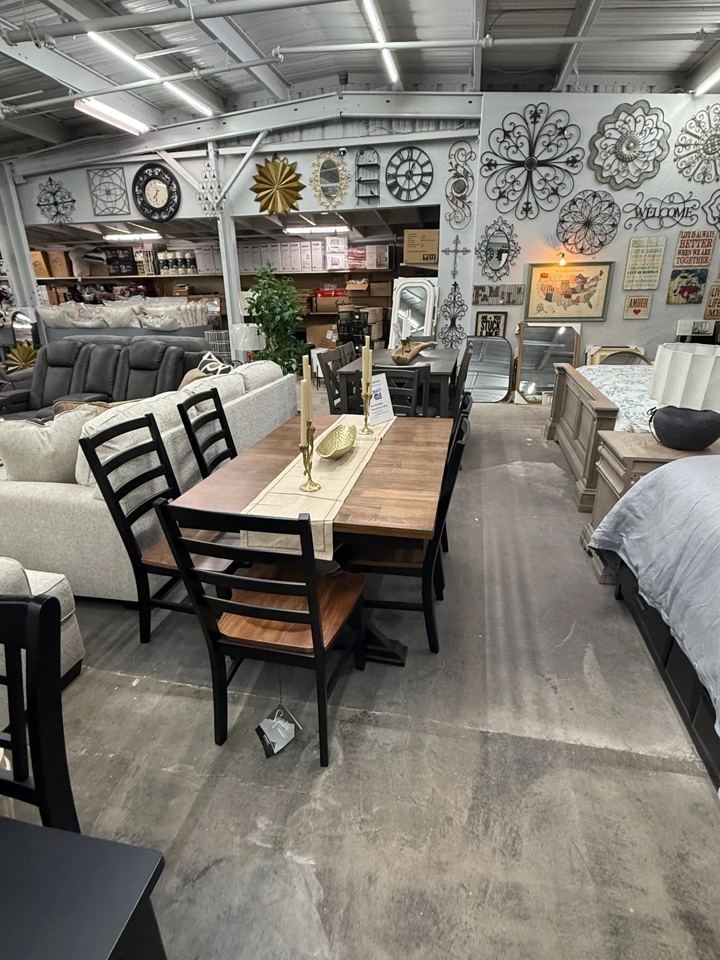 Dining table, bedroom, and living room furniture at Deals4Less Spruce