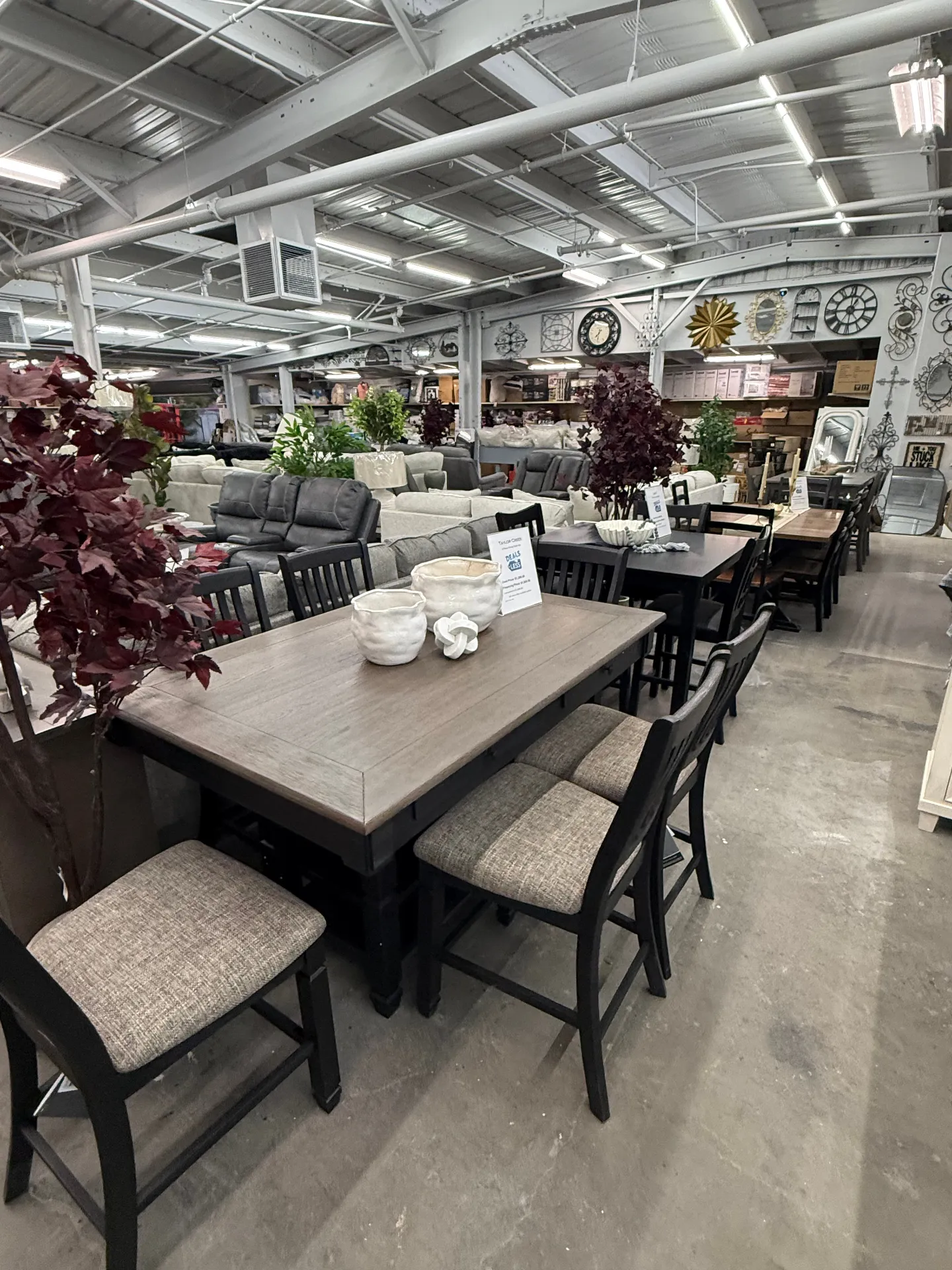 Large dining set showroom at Deals4Less Spruce