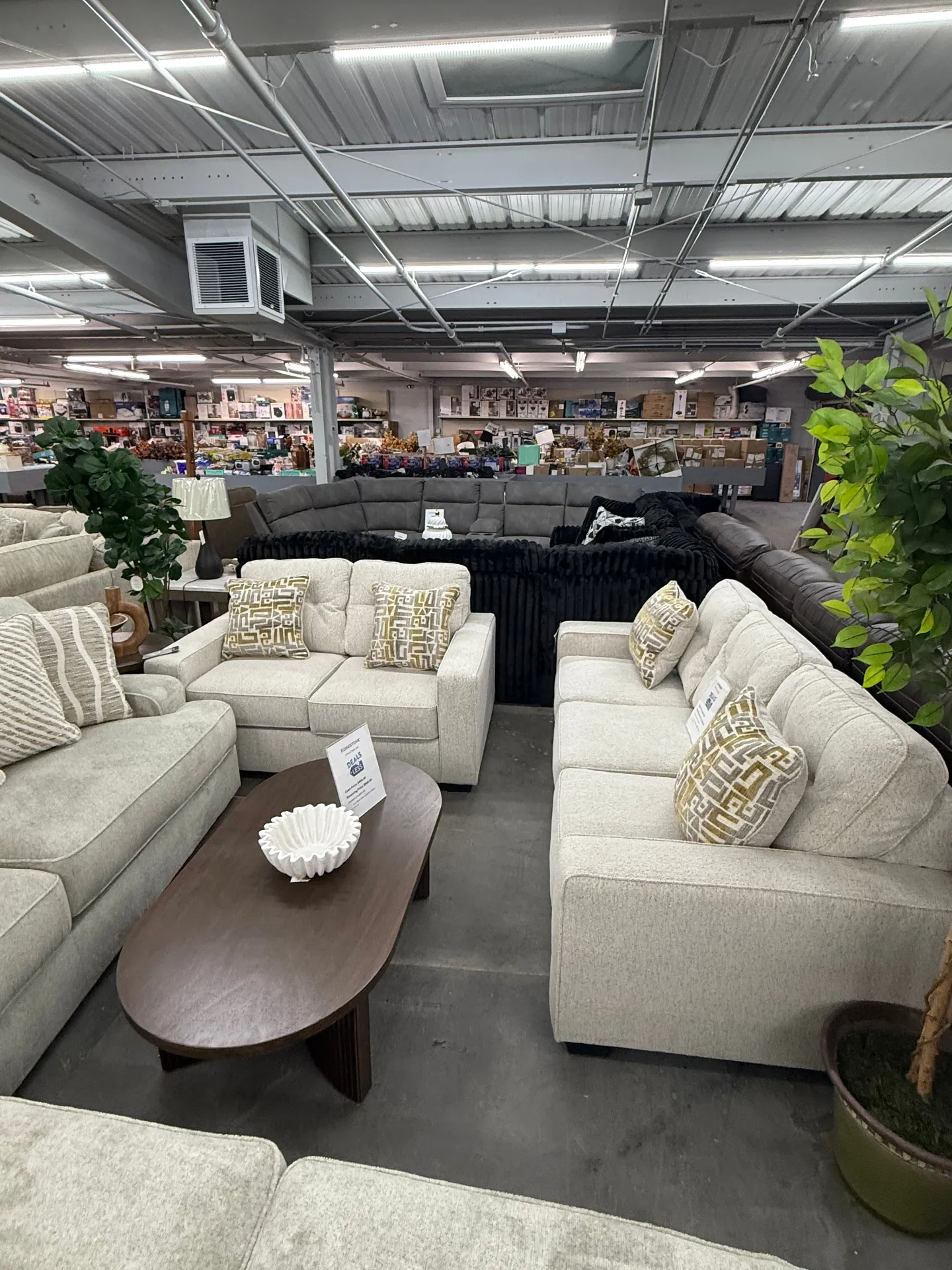 Cream sofa and loveseat sets with accent pillows at Deals4Less Spruce